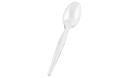 Plastic Transparent Dessert Spoons - 100 pack