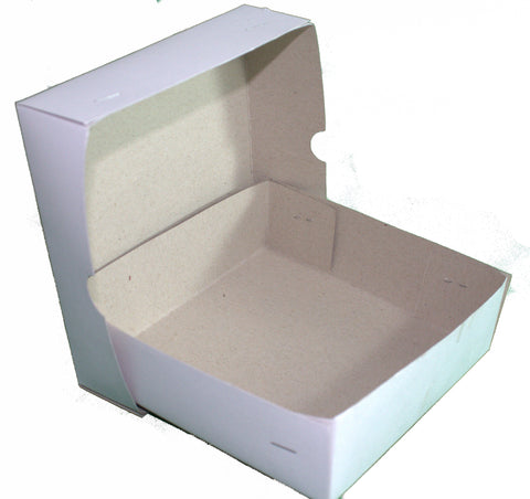 Disposable Paper Lunch Boxes with staples required - White - 100 pcs